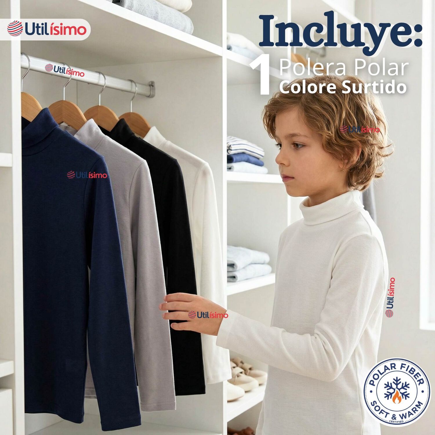 Polera Camiseta Polar Primera Capa Beatle Manga Larga Colores Surtido Ni&ntilde;o image number 1.0