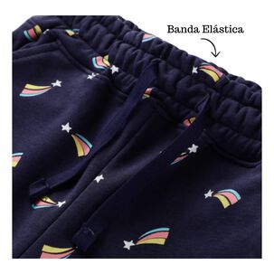 Pantal&oacute;n Buzo Ni&ntilde;a 100% Algod&oacute;n Negro Estrella Fugaz