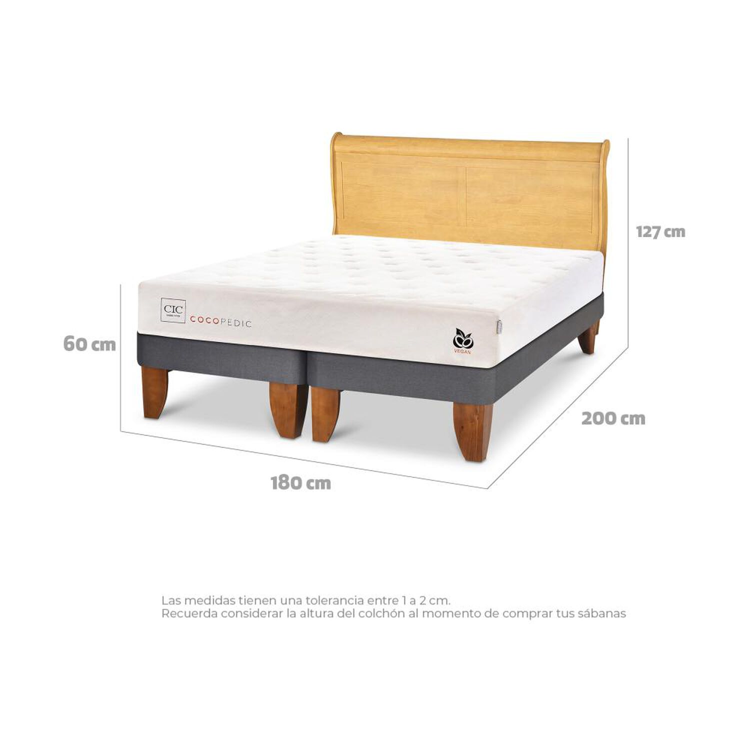 Cama Europea Cic Cocopedic / King / Base Dividida + Respaldo image number 3.0