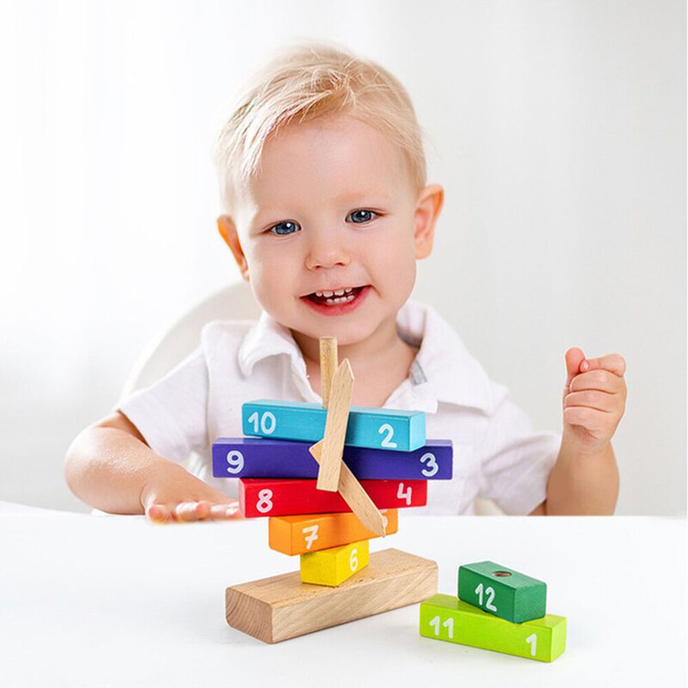 Puzzle De Madera Reloj Bloques Apilable Didáctico Montessori image number 3.0
