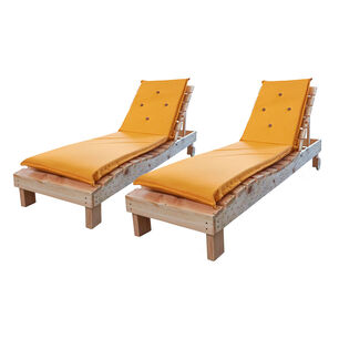 Reposeras Pack- En Madera Natural Tapiz Mostaza