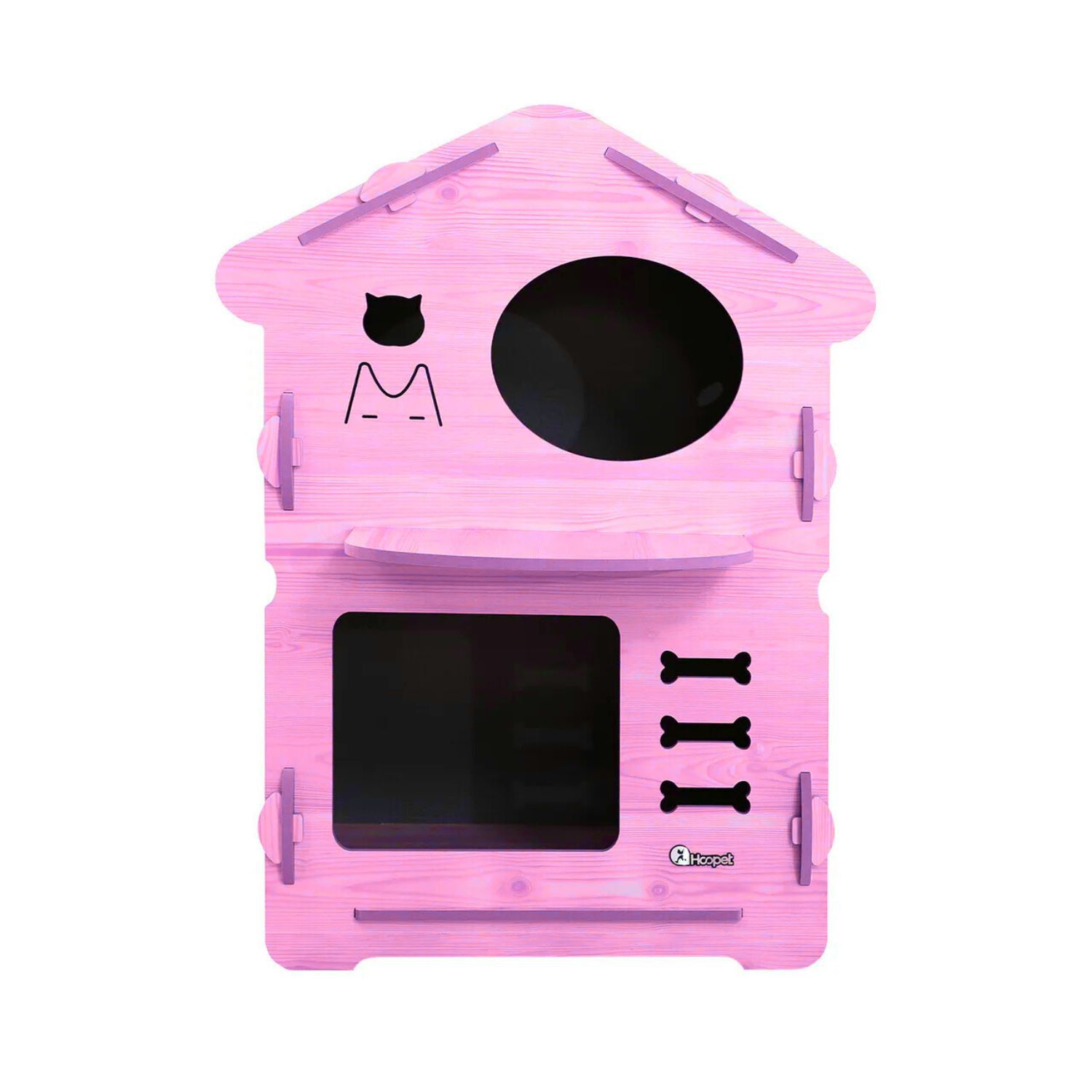 Casa Gatos Perros Madera Torre 2 Pisos 80cm Altura Rosada image number 0.0