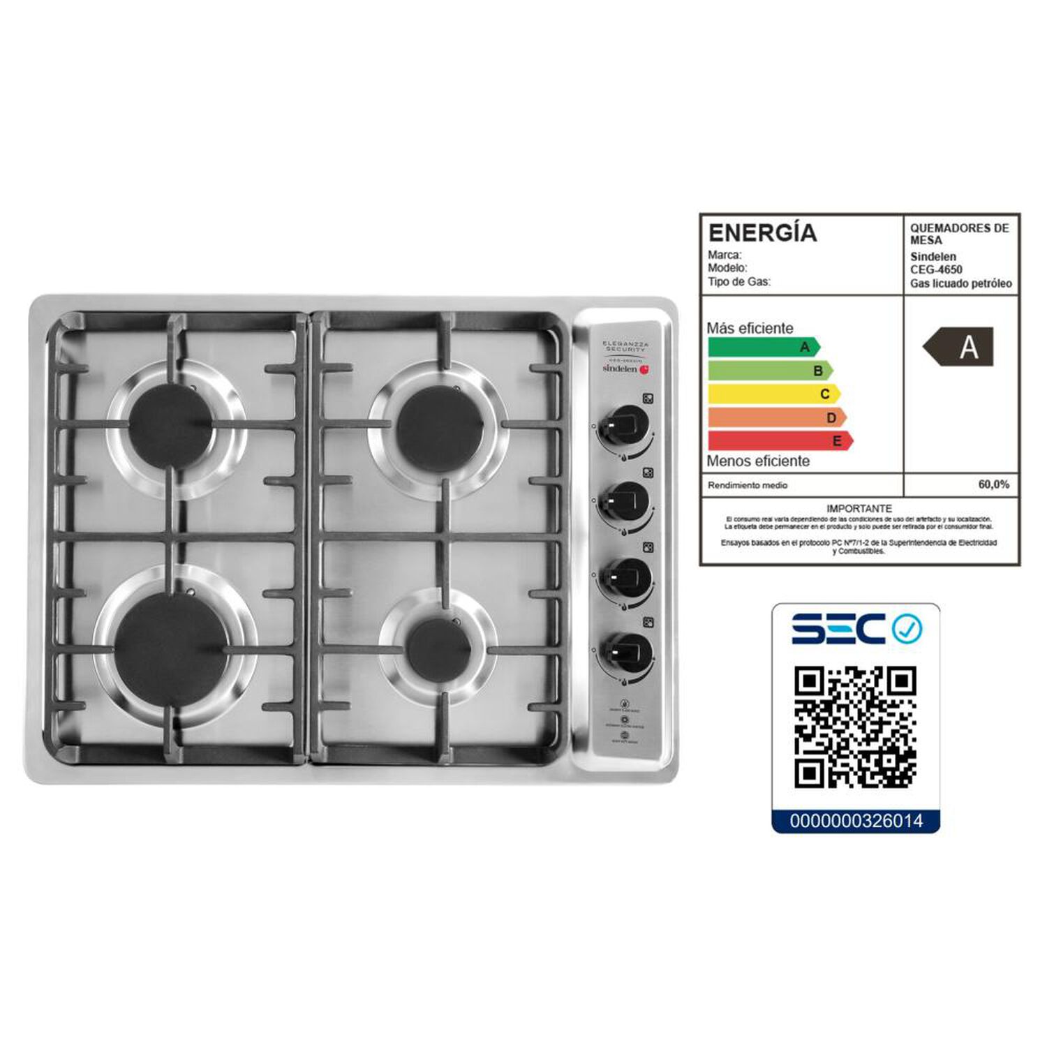 Encimera A Gas Sindelen CEG-4650IN / 4 Quemadores image number 5.0