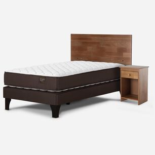 Cama Europea Rosen Ergo T / 1 Plaza / Base Normal + Set De Maderas Tabor Caramelo