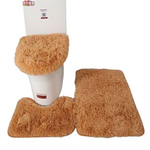 Set De Alfombras Peludo Para Baño 3 Piezas Beige