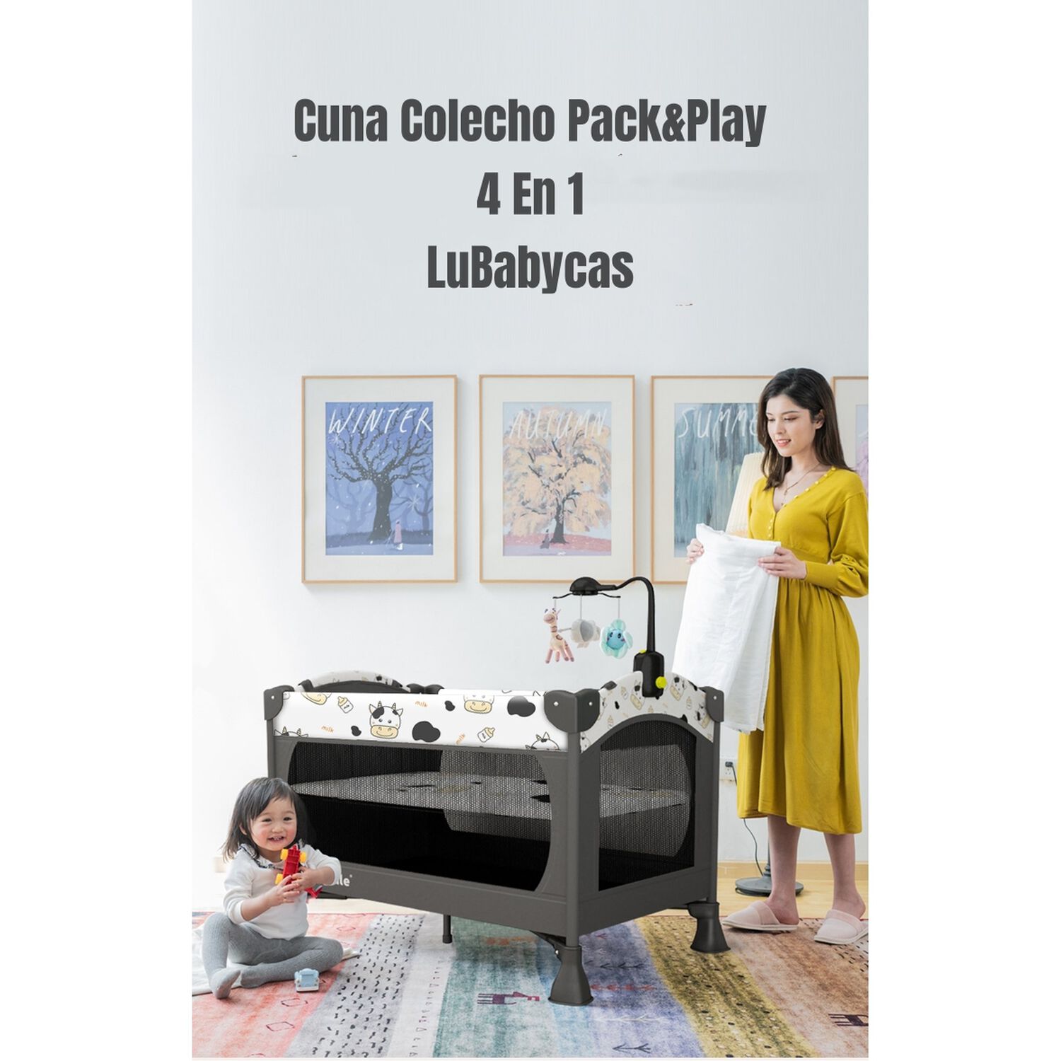 Cuna Colecho Corral Mecedora 4 En 1 Lubabycas Blanco image number 13.0