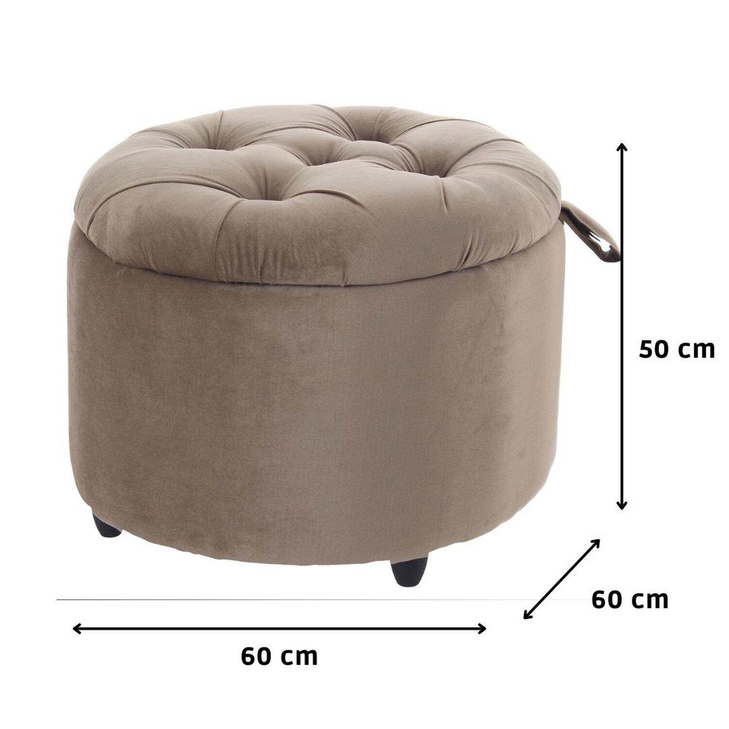 Pouf Ba&uacute;l Zoe Cafe Felpa 60x60x50 Cm image number 3.0