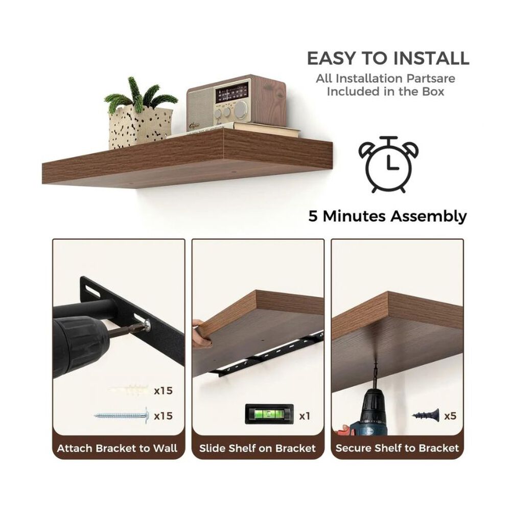 Repisa Estante Flotante Decorativa Cafe 60x23.5x3.8cm image number 1.0