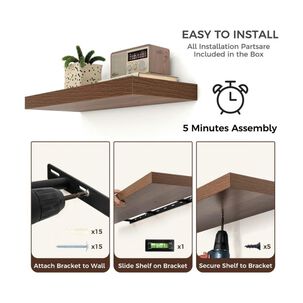 Repisa Estante Flotante Decorativa Cafe 60x23.5x3.8cm