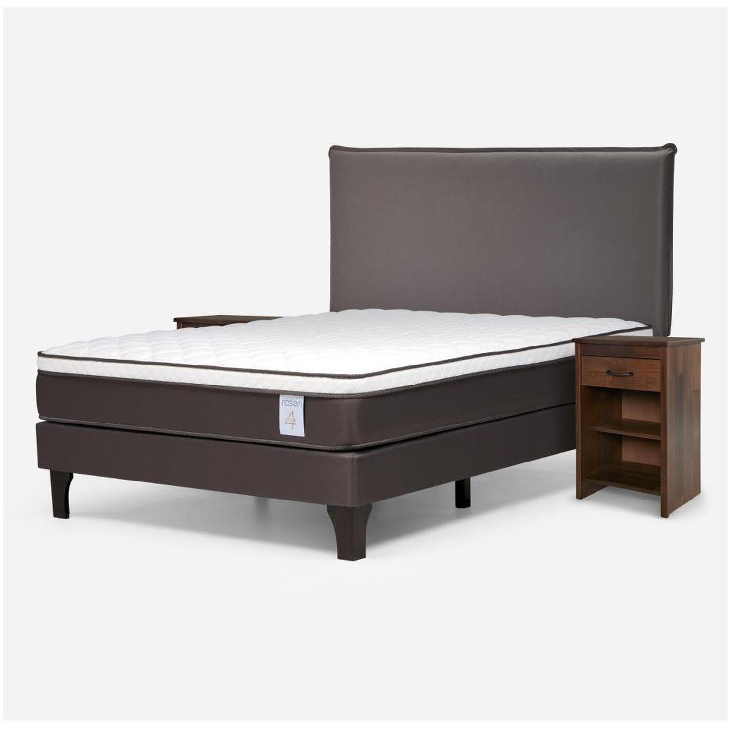 Cama Europea Rosen New Style 4 Plus / 2 Plazas / Base Normal  + Set Maderas Maurice Chocolate image number 1.0