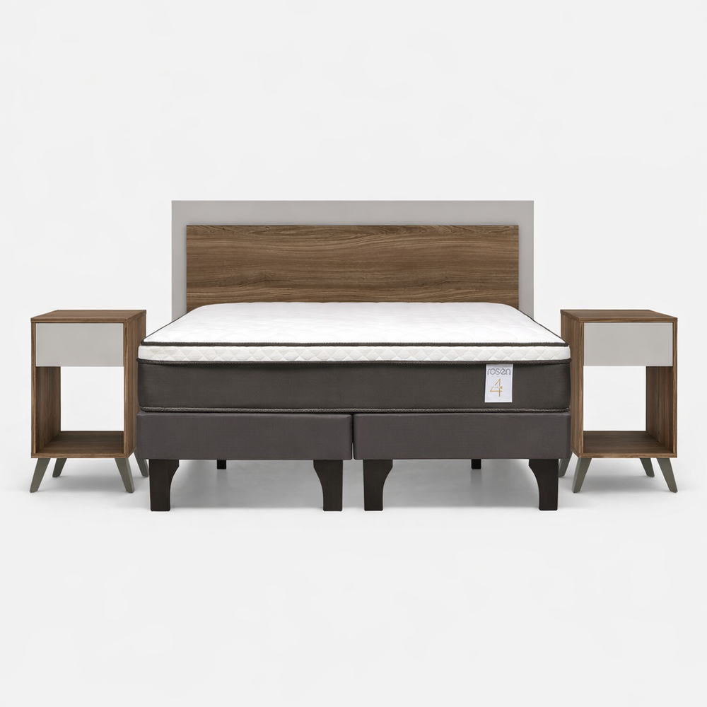 Cama Europea Rosen New Style 4 Plus / 2 Plazas / Base Dividida + Set de Maderas Mil&aacute;n image number 0.0