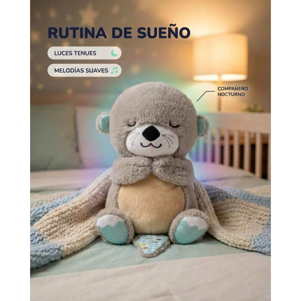 Peluche Nutria Respiraci&oacute;n Relajante Musical Con Luces Bebe image number 19.0