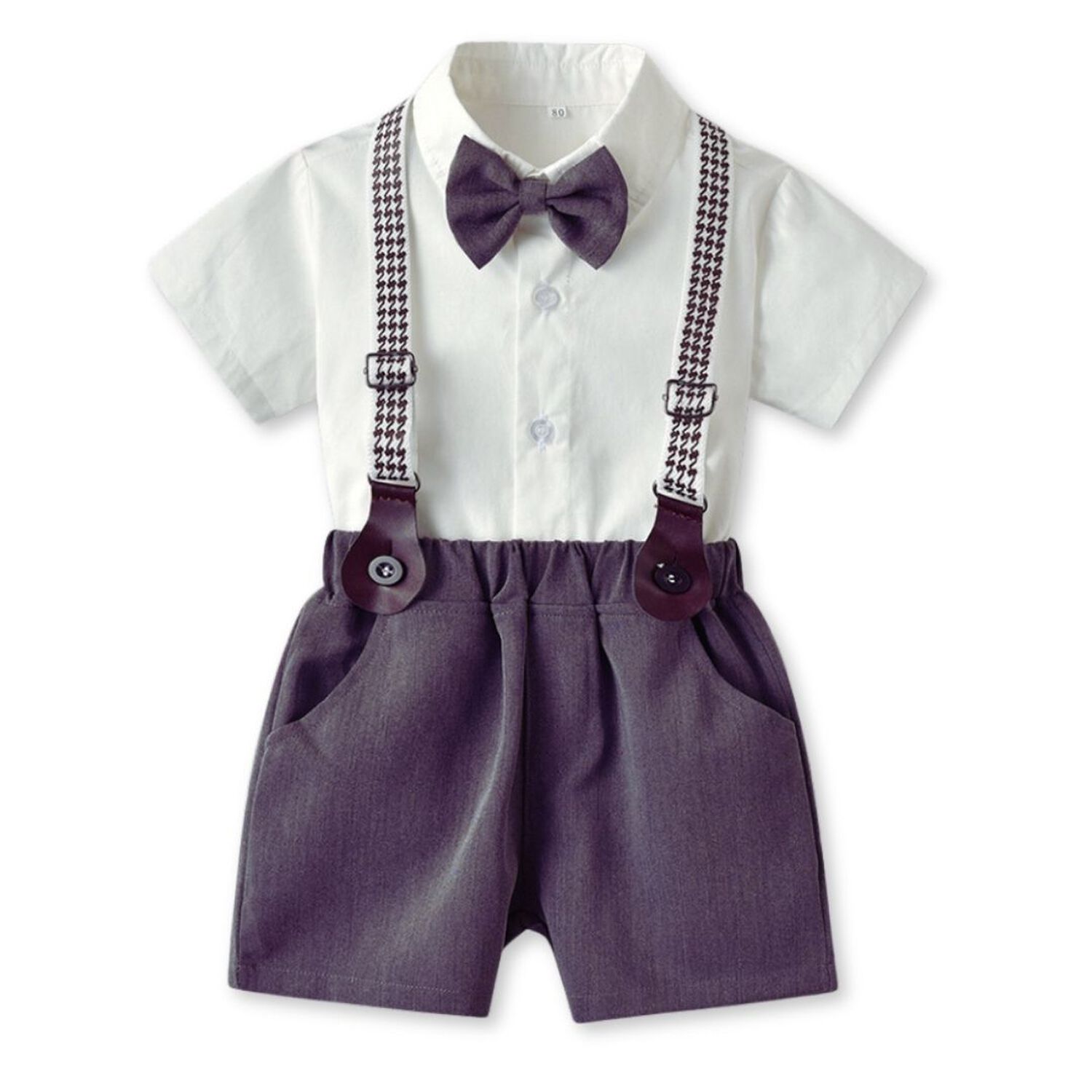 Conjunto De Vestir Con Corbat&iacute;n Y Pantal&oacute;n Corto Ni&ntilde;o 3 A 7 A&ntilde;os Gray image number 0.0