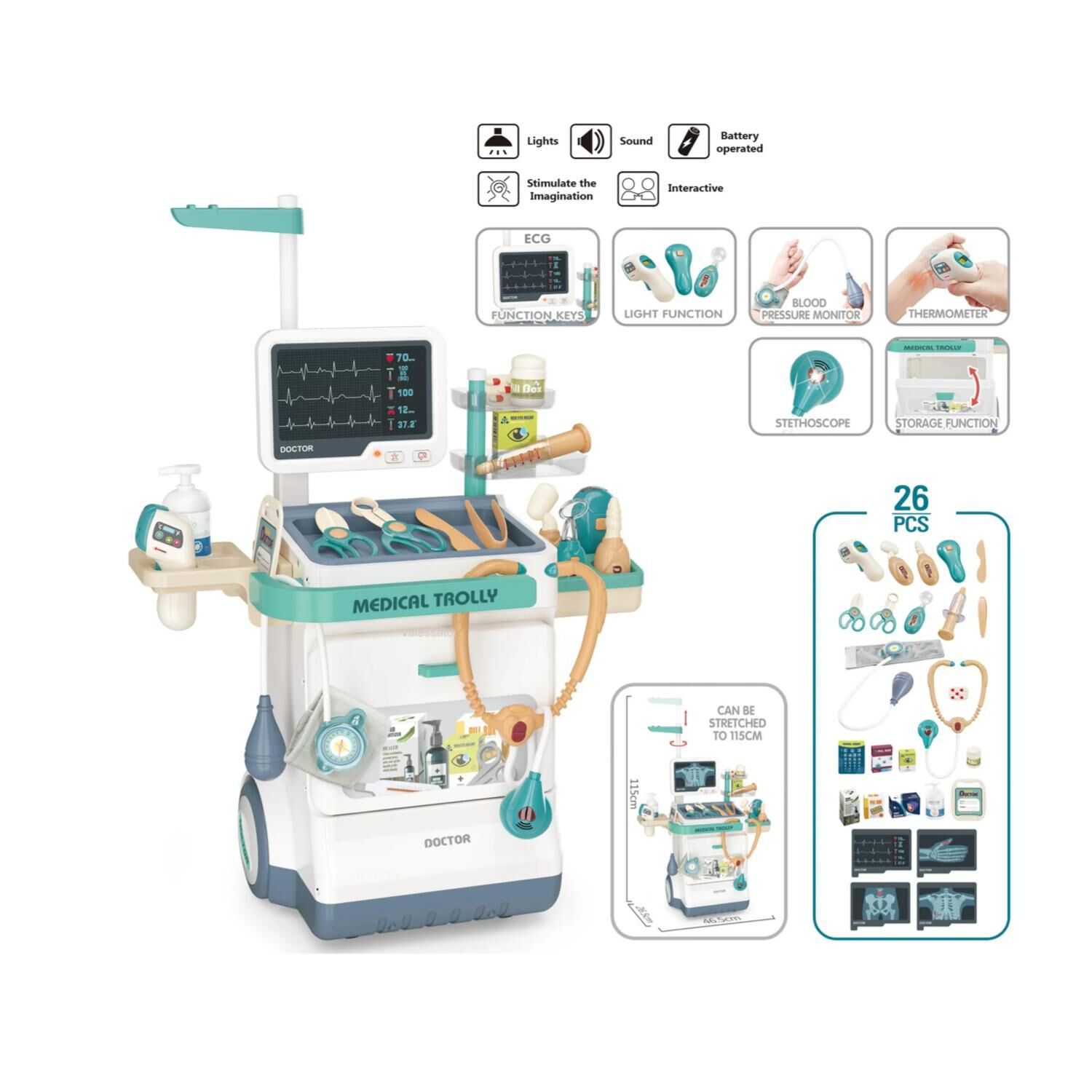 Juguete Kit Medico Mesa Con 26 Accesorios Multifuncional Infantil image number 0.0
