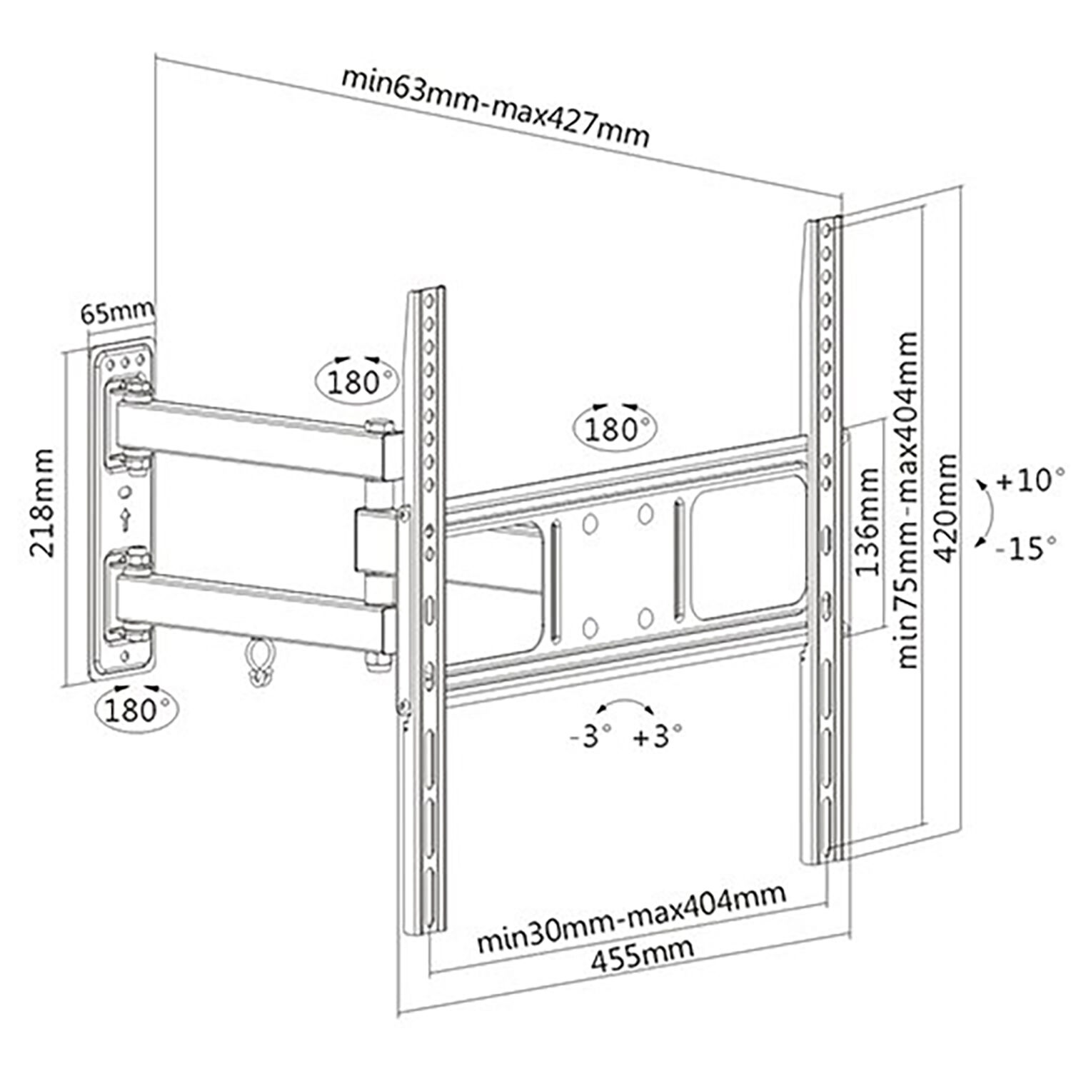 Soporte Tv Universal Brazo M&oacute;vil Articulado 37-70" Hasta35kg image number 8.0