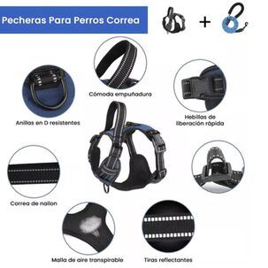 Arnés Perro Ajustable Reflectantes Con Correas Xl