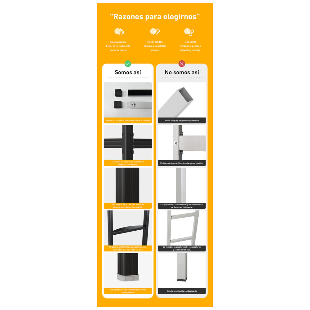 Cama Alta Con Escritorio Strong 1 Plaza Negro image number 2.0