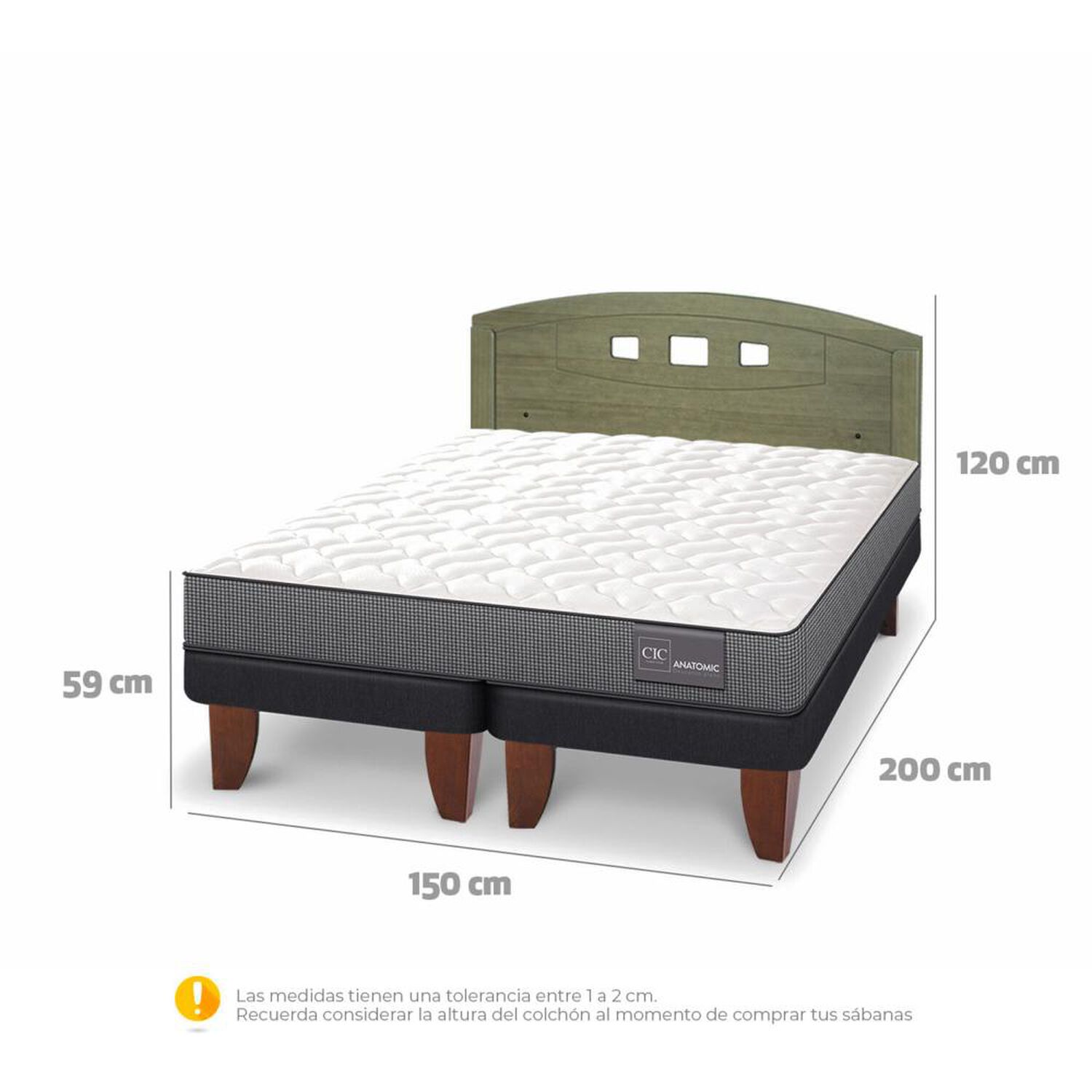 Cama Europea Cic Anatomic / 2 Plazas / Base Dividida + Respaldo image number 4.0
