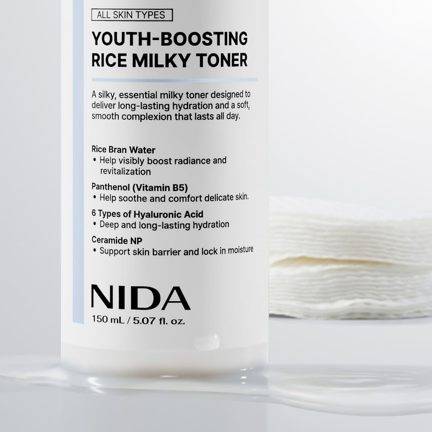 Youth-boosting Rice Milky Toner (nida) - 150ml T&oacute;nico Aclarante E Hidratante Con Extracto De Arroz Y Niacinamida image number 2.0