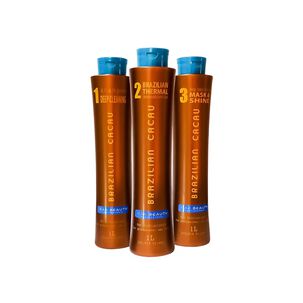 Kit Alisado Brazilian Cacau 1000ml C/u 3 Pasos Marbeauty