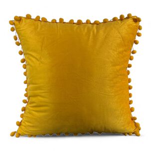 Set De 4 Fundas De Terciopelo Con Pompones Medida 45cm X 45cm Cierre Oculto Ftp-3