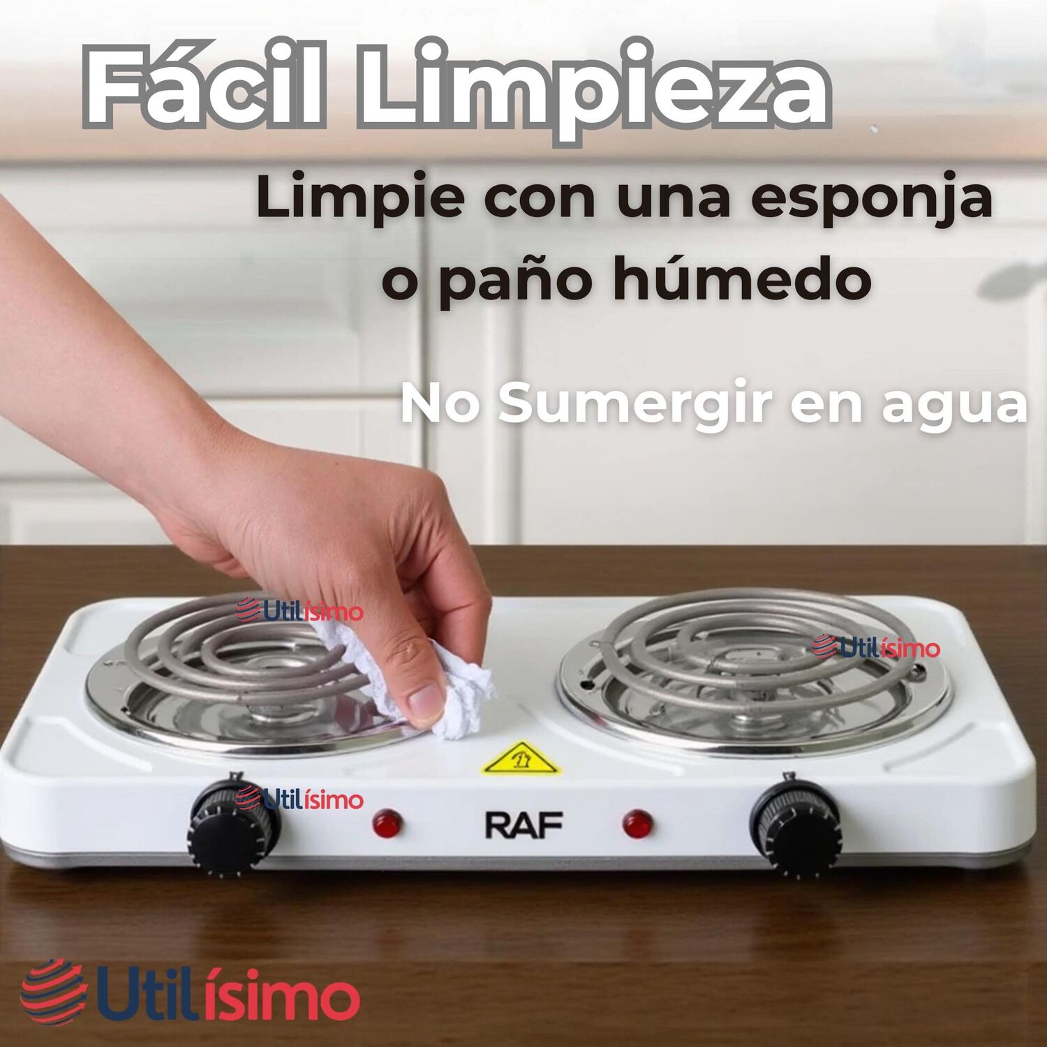 Cocina El&eacute;ctrica 2 Platos 2000w Cocinilla Port&aacute;til Blanco image number 4.0