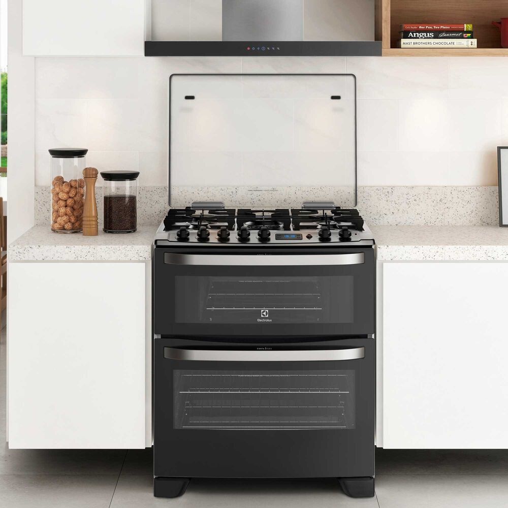 Cocina A Gas 5 Platos Doble Horno Timer Digital 76dba Negra image number 3.0