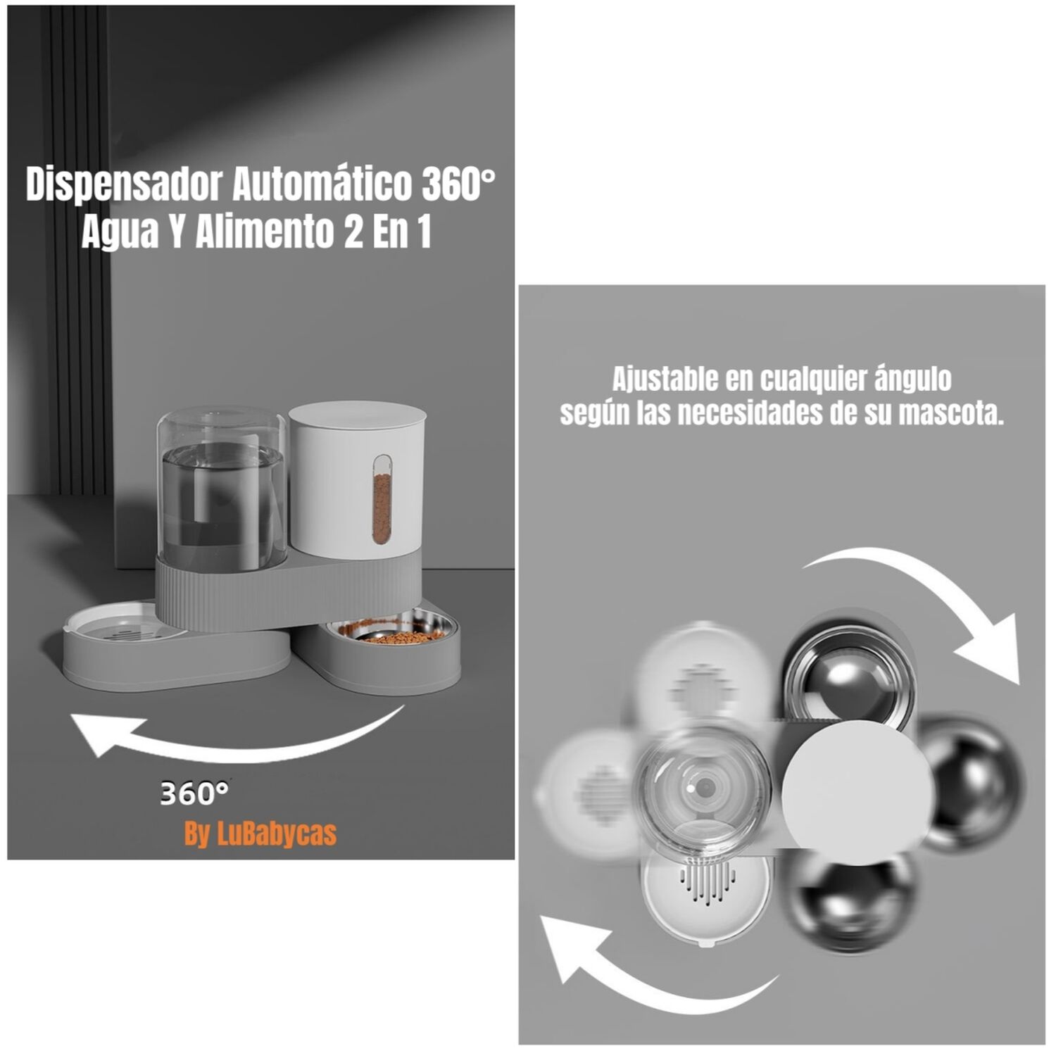 Dispensador 360 Autom&aacute;tico Agua Y Alimento 2 En 1 Lubabycas image number 9.0