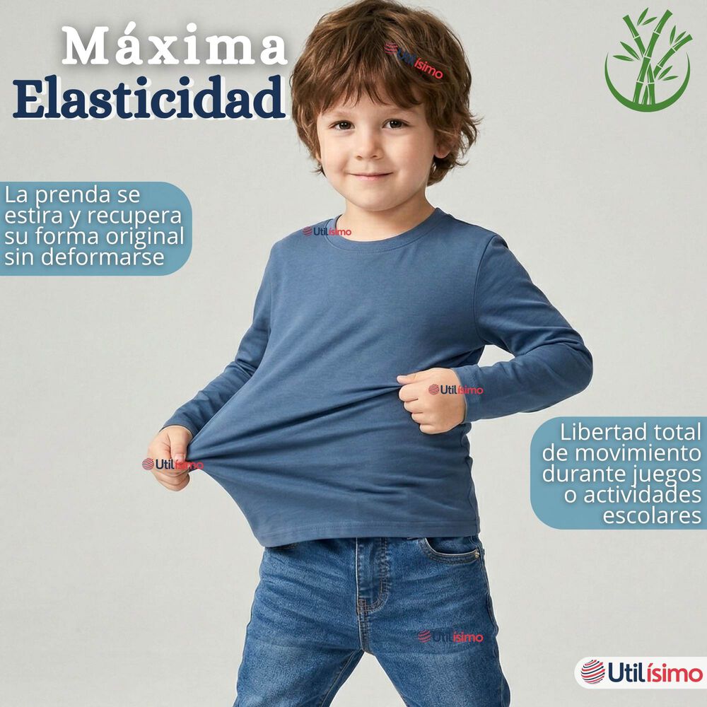 Pack 3 Poleras Camisetas Bamb&uacute; Cuello Redondo Primera Capa Manga Larga Colores Surtido Ni&ntilde;o image number 4.0