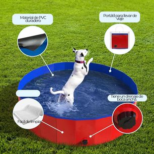 Piscina Ba&ntilde;era Port&aacute;til Plegable Perros Y Mascotas 80x20cm