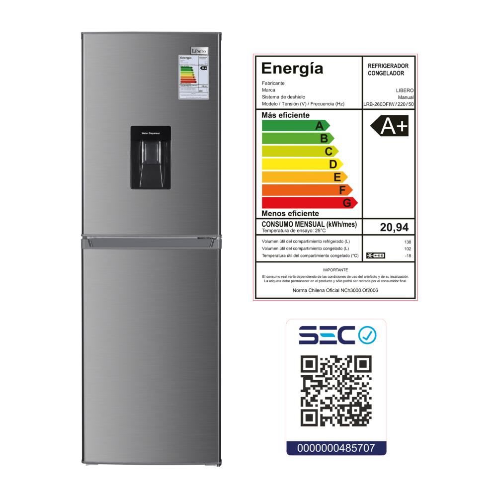 Refrigerador Bottom Freezer Libero LRB-260DFIW / Frío Directo / 240 Litros / A+ image number 5.0