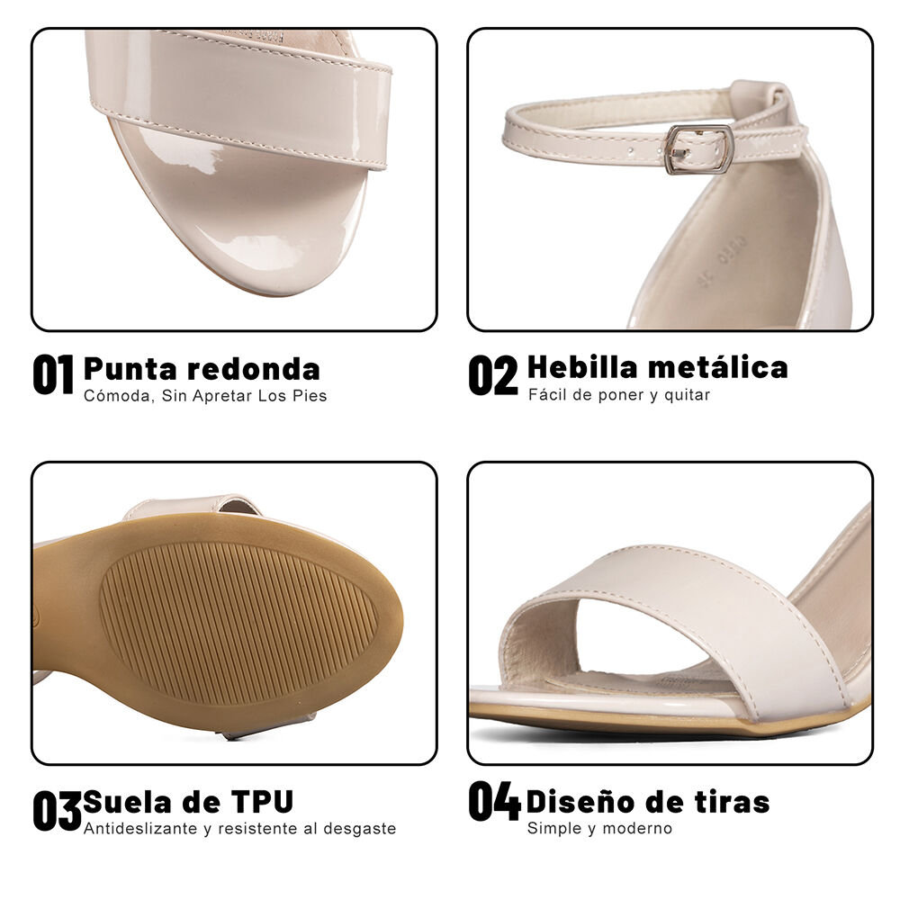Sandalia Casual Taco Alto Beige Mujer Weide Gh80 image number 7.0