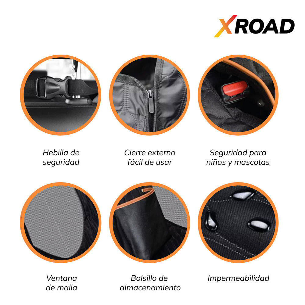 Funda Cubre Asiento De Auto Impermeable Mascotas Negra Xroad image number 3.0