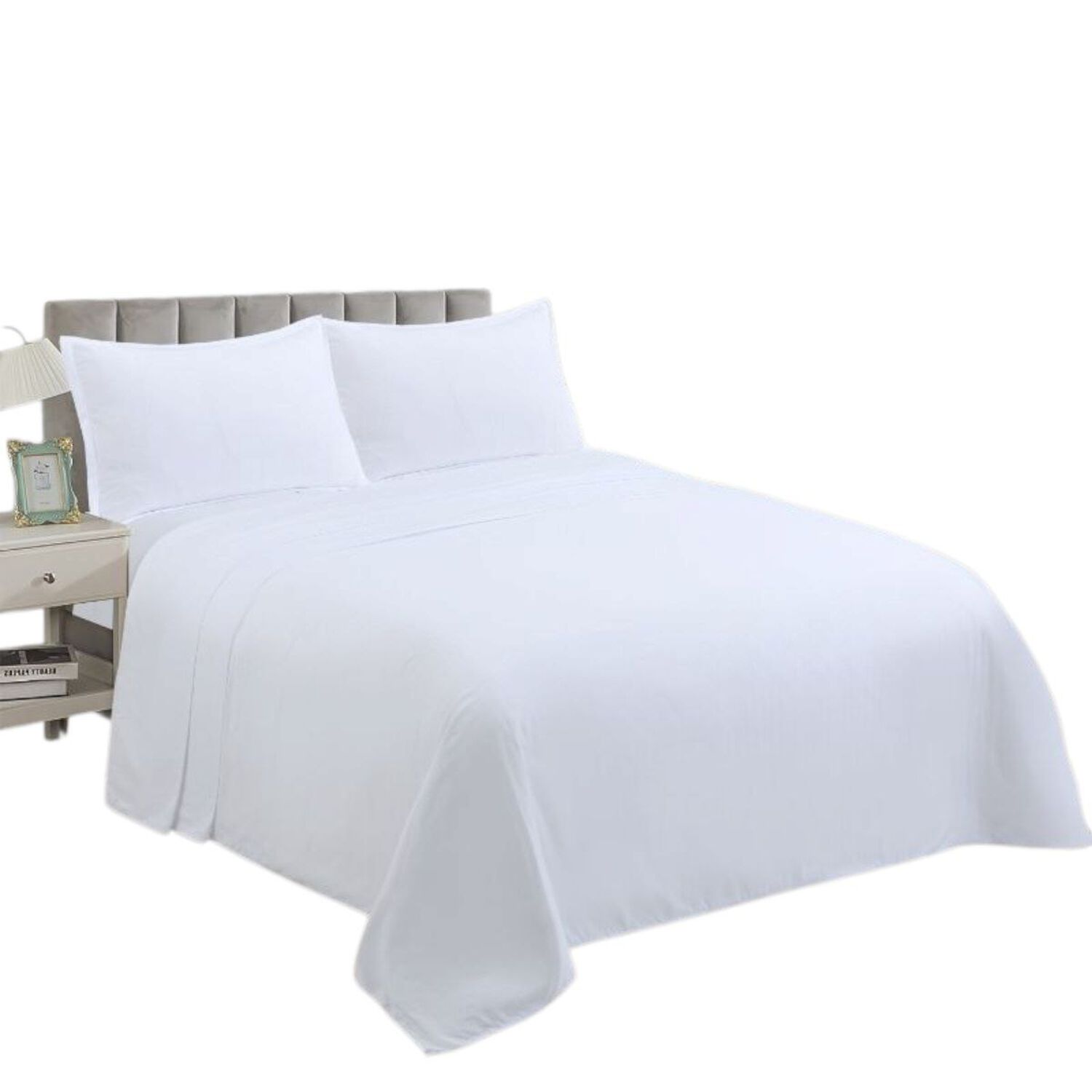 Juego De Sabanas De 144 Hilos Para Cama 1 Plaza + 1 Funda De Almohada Blanco image number 0.0