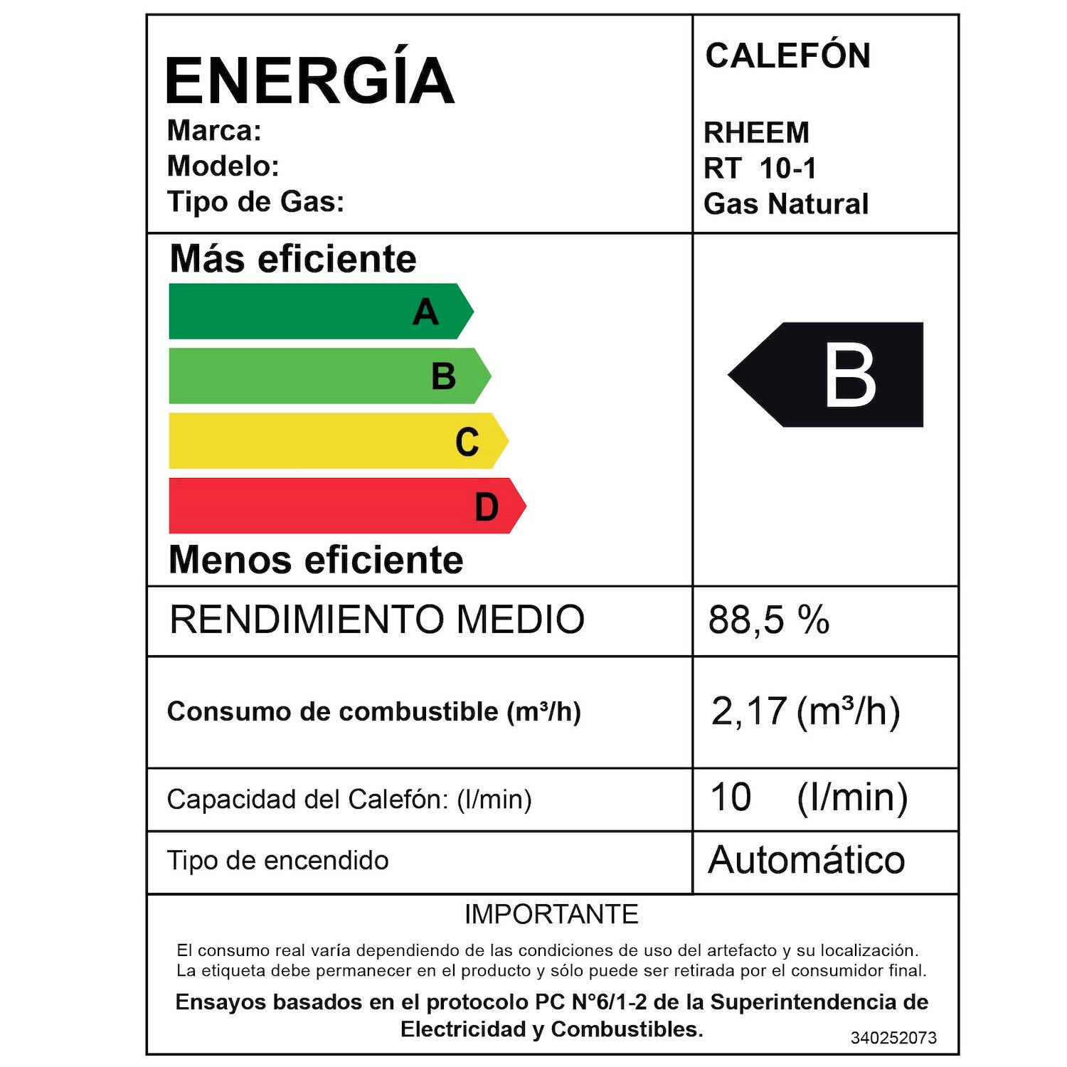 Calefont 10 Litros Gas Natural Tiro Natural Rheem image number 7.0