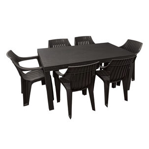 Juego De Comedor Terraza Macao Chocolate 155x90 Cm 6 Sillas