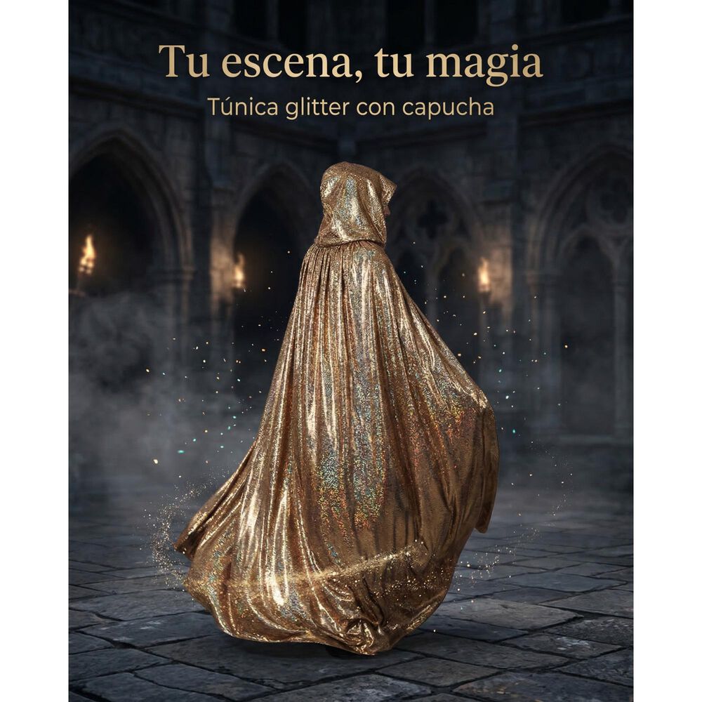 Capa Glitter Brillante Con Capucha Para Cosplay Y Disfraz image number 16.0