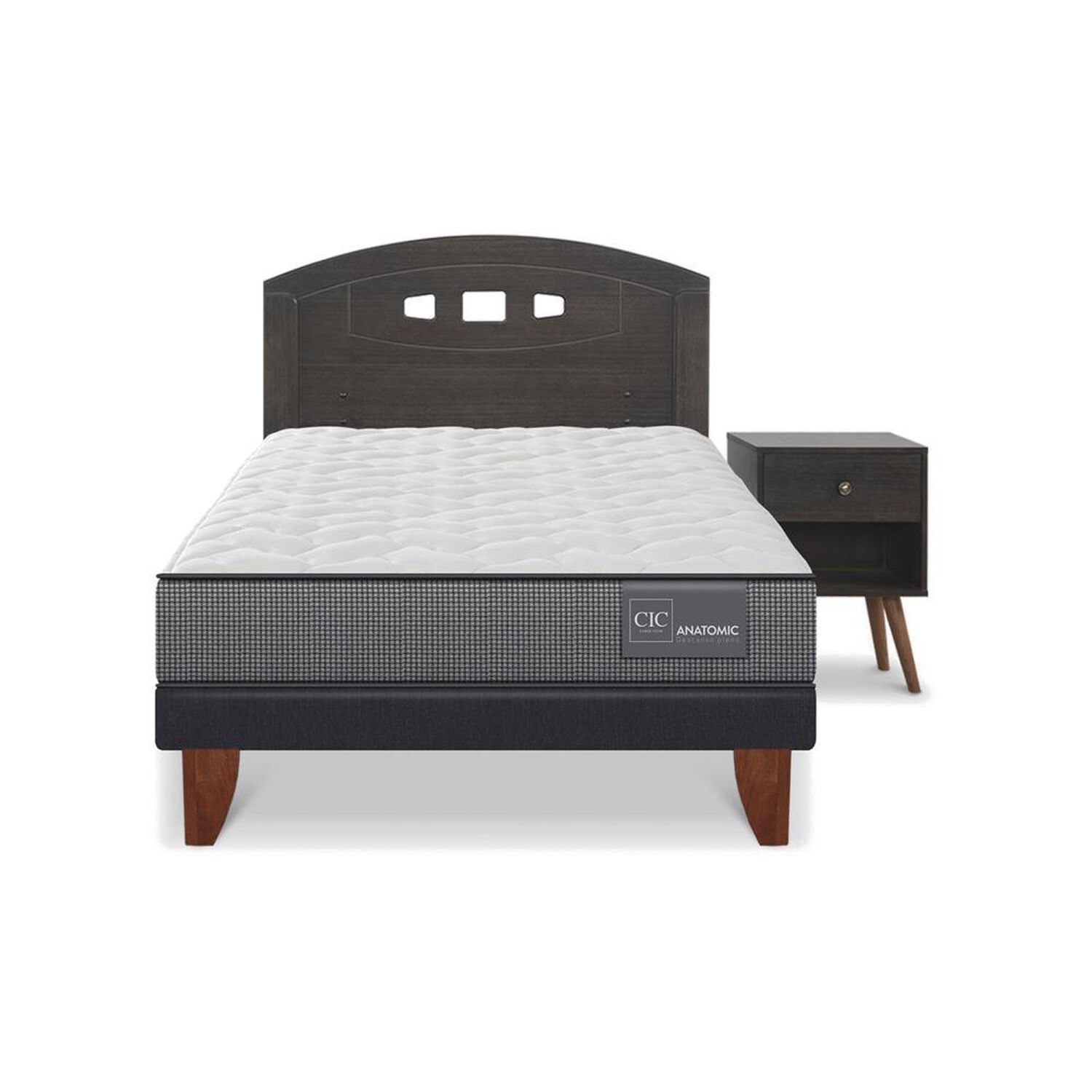 Cama Europea Cic Anatomic / 1.5 Plazas / Base Normal + Set De Maderas image number 0.0