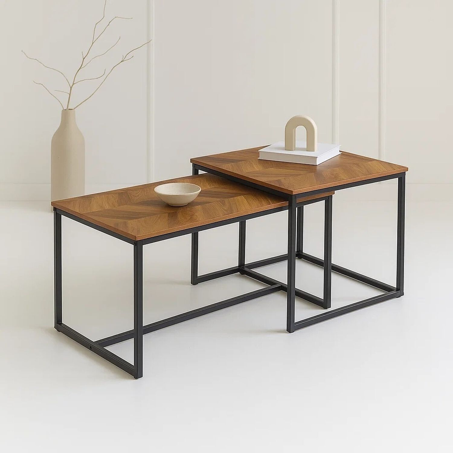 Mesa De Centro Doble Rectangular - Madera Clara image number 2.0