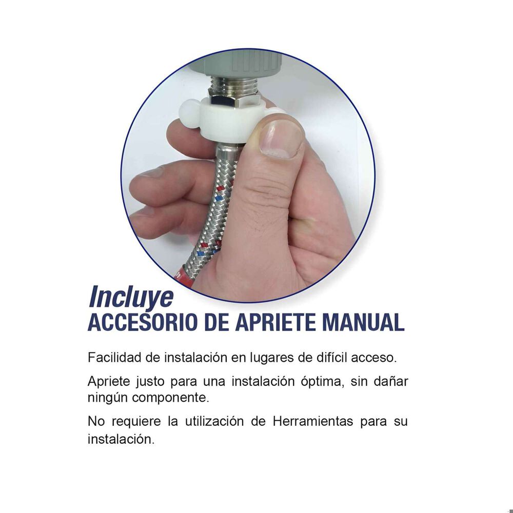 Flexible De Agua Acero Inoxidable Hi-he 1/2" X M10 35cms - Hoffens image number 2.0