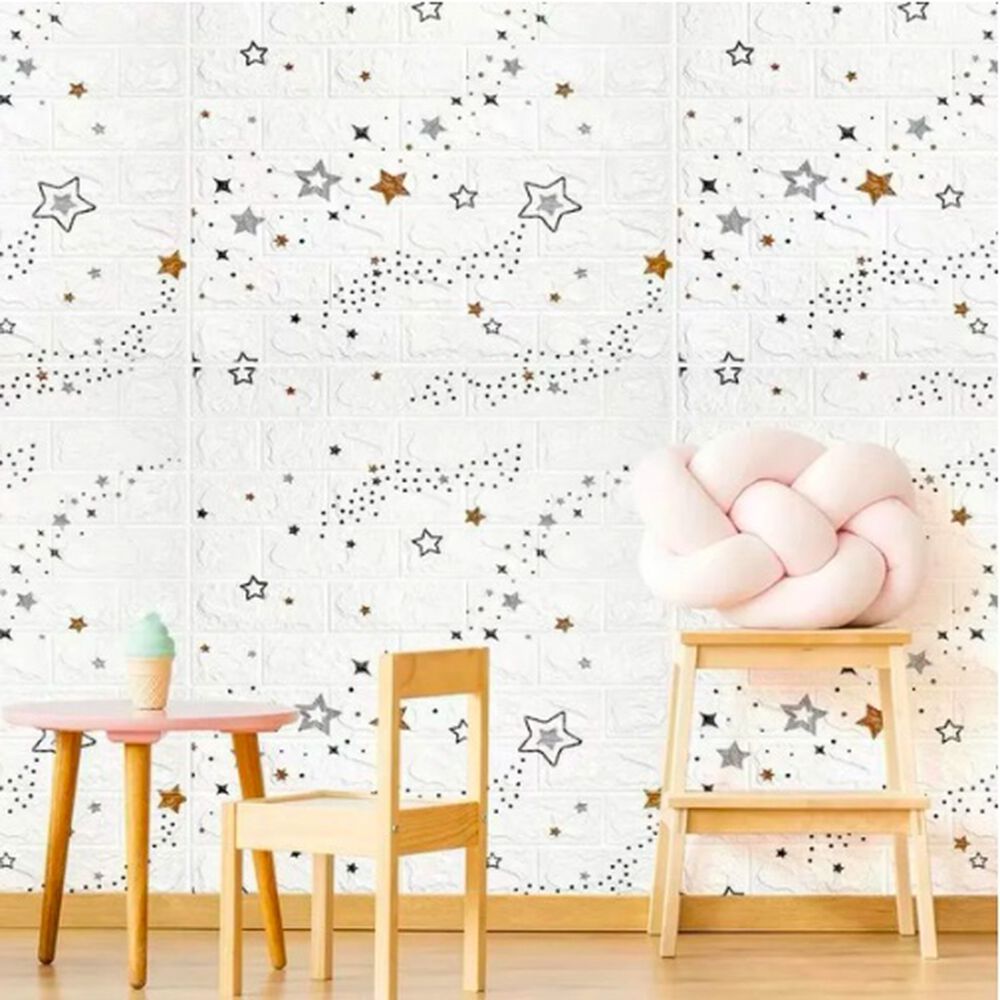 Pack 10 Lamina Papel Mural Autoadhesivo 3d Estrellas image number 3.0