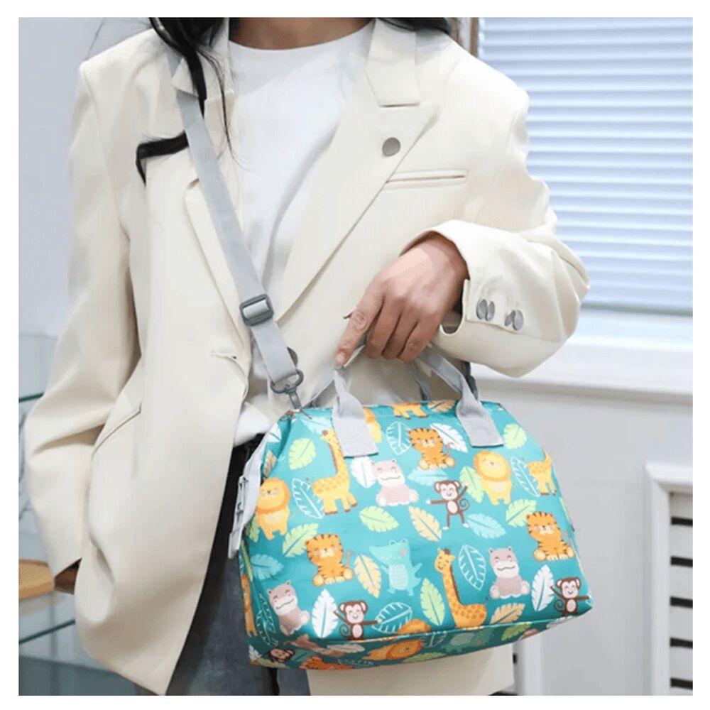 Bolso Maternal Panales Oxford 31cm Panalera Portatil Multifuncional Estampada Turquoise Animals image number 1.0