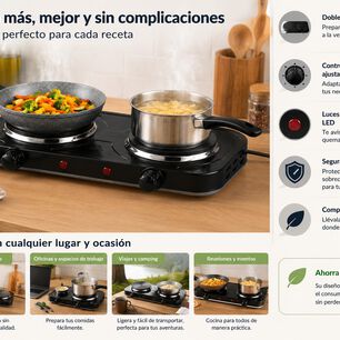 Cocinilla Electrica Dos Platos Color Negro
