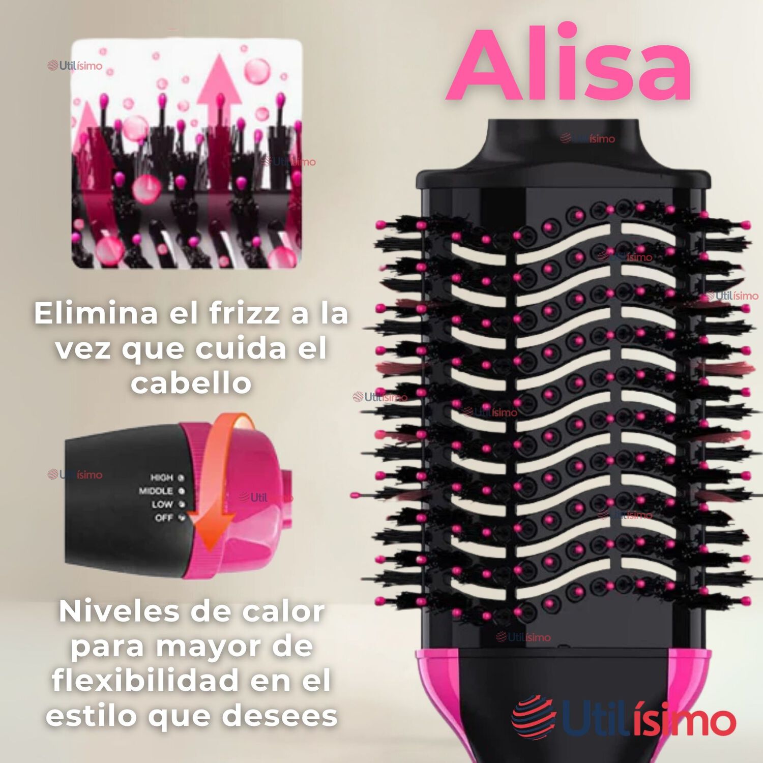 Cepillo Alisador Secador Hair Brush Pro3en1 image number 5.0