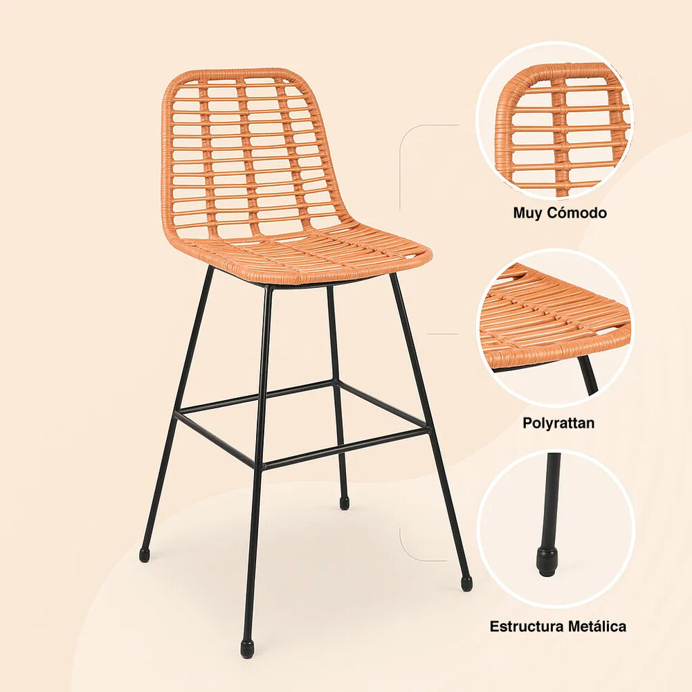 Taburete Alto De Terraza Rattan Grecia Color Madera image number 4.0