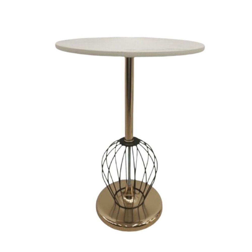 Mesa De Centro Redonda Blanco Con Dorado image number 0.0