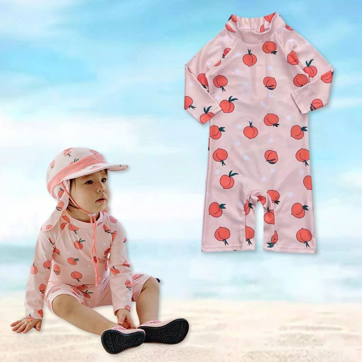 Traje De Ba&ntilde;o Enterito Manga Larga Ni&ntilde;a Jump Kids Rosa Frutas image number 3.0