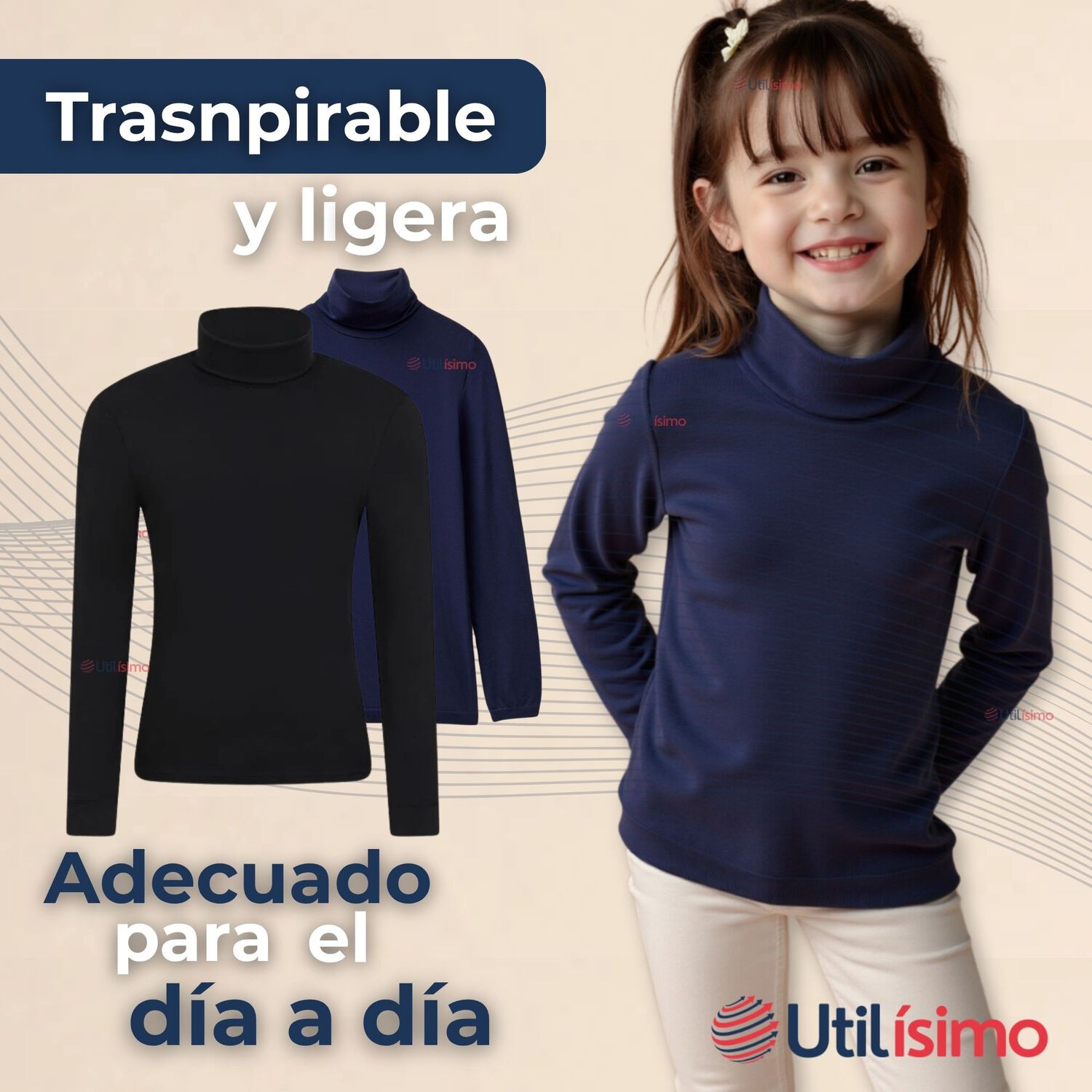 Primera Capa Escolar Bamb&uacute; Invierno Camiseta Ni&ntilde;a Cuello Beatle Polera image number 6.0