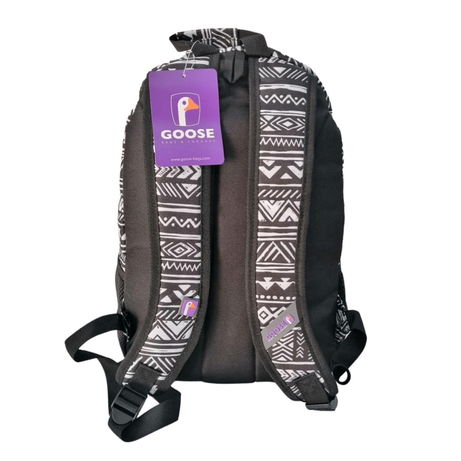 Mochila Estampado &Eacute;tnico Negro Blanco Escolar Casual Escolar image number 3.0
