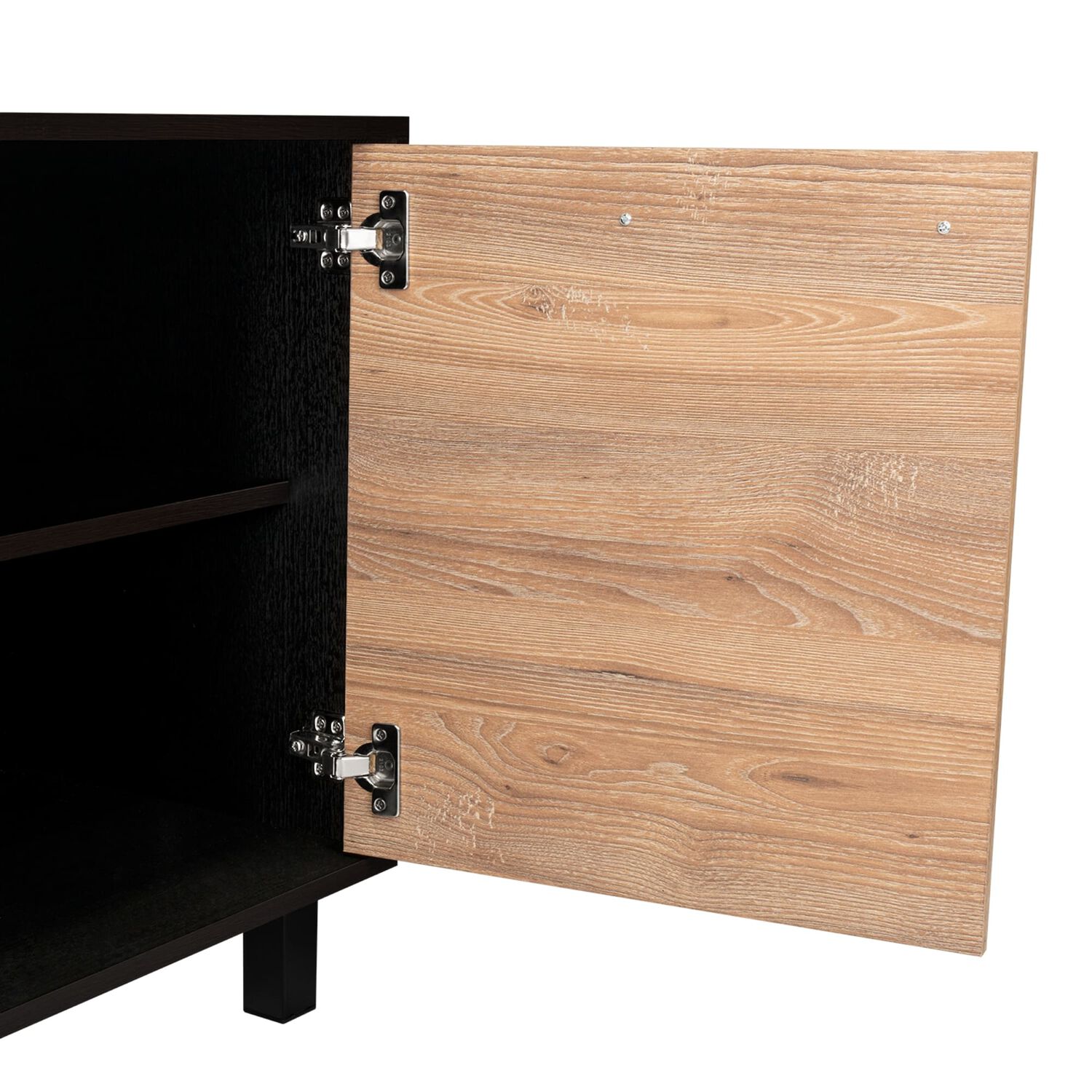 Rack Tv 65" 2 Puertas 4 Repisas Fm-012n Negro Y Caf&eacute; Claro image number 4.0